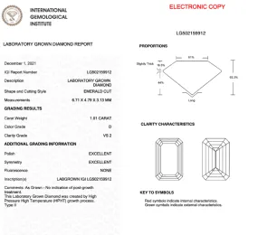 1.01CT Emerald D VS2 EX EX NONE - LG502159912