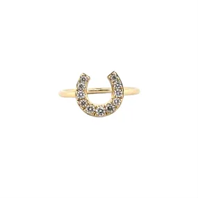 14K Gold Big Horseshoe Diamond Band