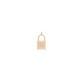 14k Pavé Diamond Initial Letter Small Padlock Charm