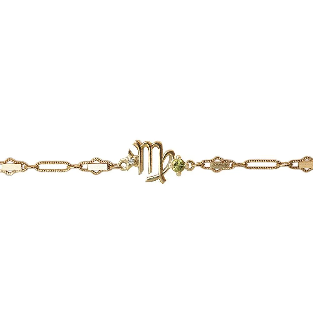 14K Virgo Horoscope Birthstone Bracelet (Sapphire   Peridot)