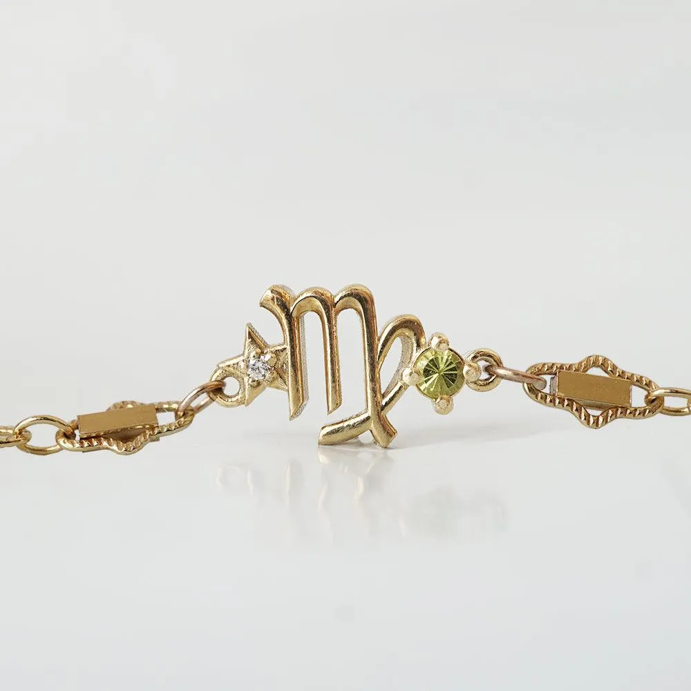 14K Virgo Horoscope Birthstone Bracelet (Sapphire   Peridot)