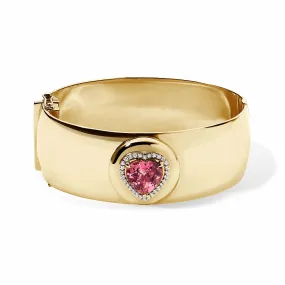 3 Carat Pink Tourmaline Heart Candy Button Bangle