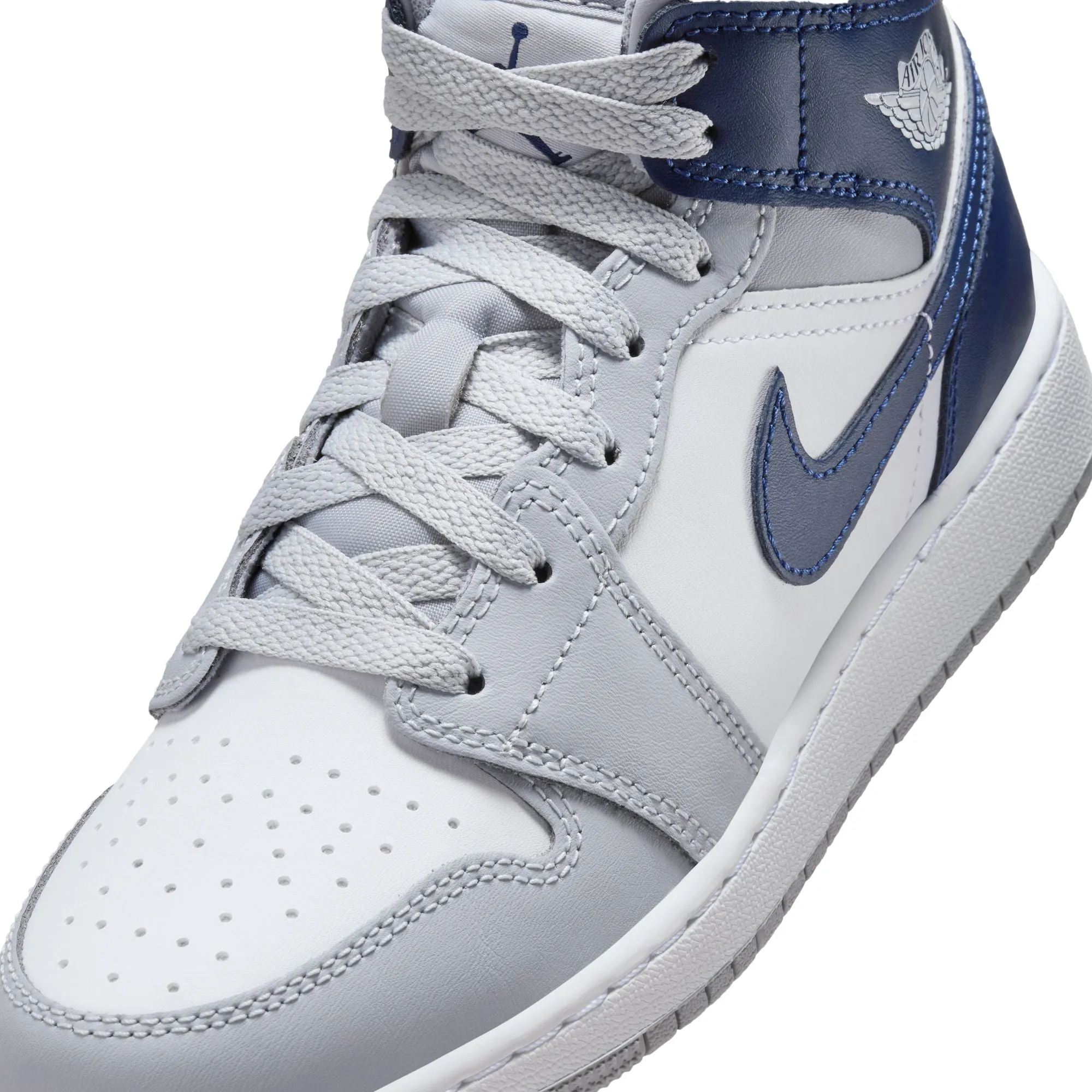 Air Jordan 1 Mid GS (White/Midnight Navy/Wolf Grey)