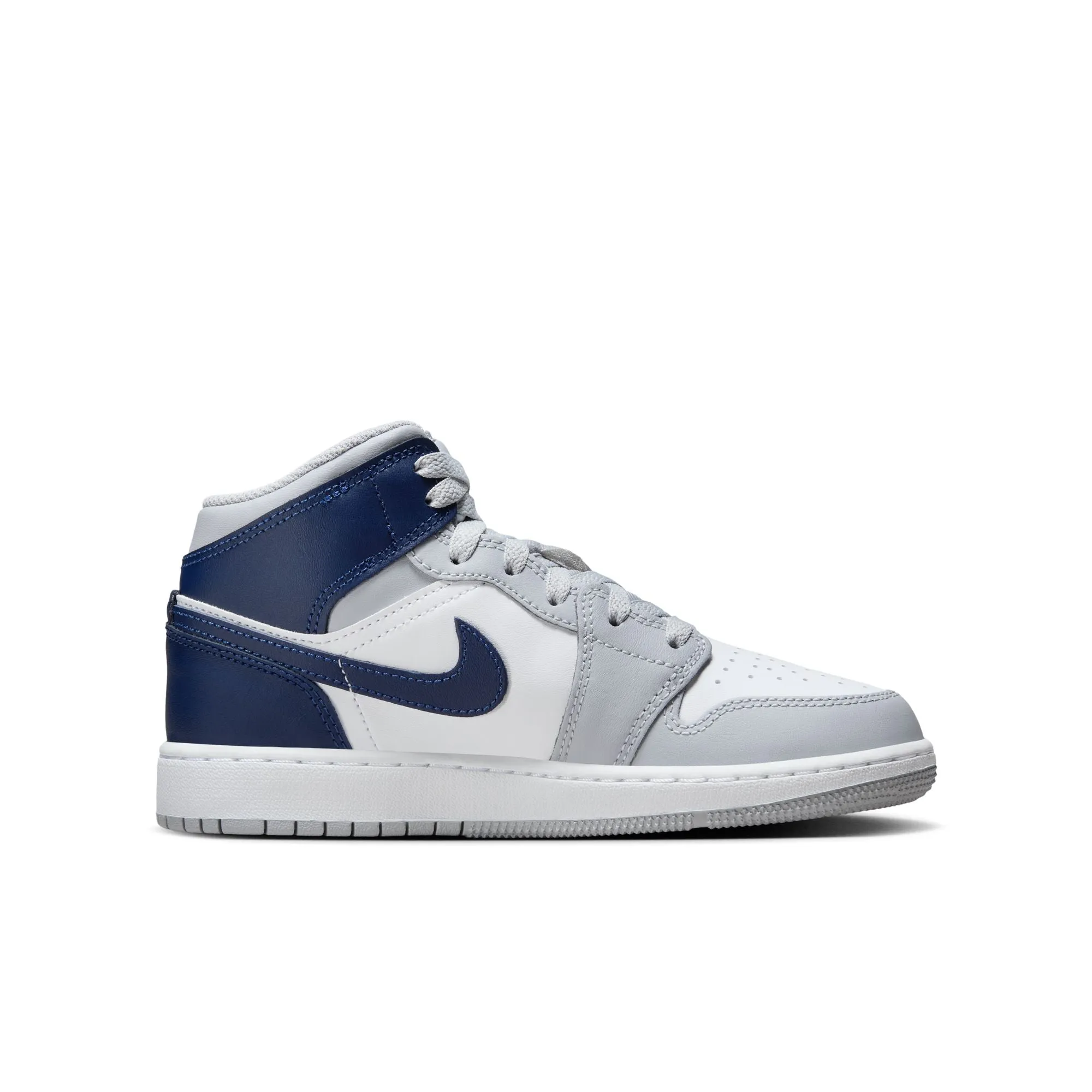 Air Jordan 1 Mid GS (White/Midnight Navy/Wolf Grey)