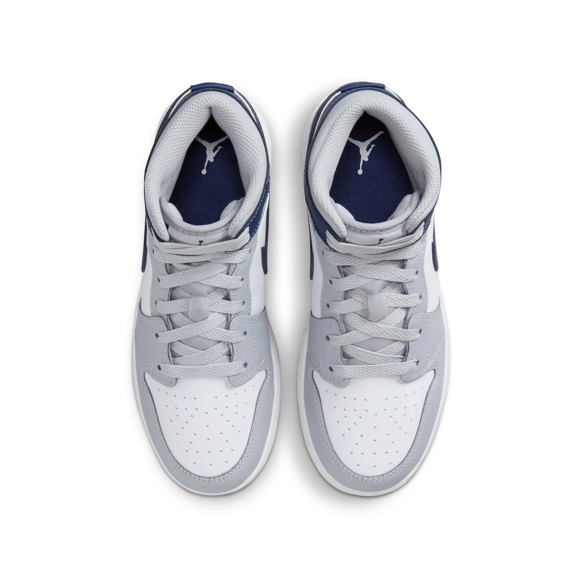 Air Jordan 1 Mid GS (White/Midnight Navy/Wolf Grey)