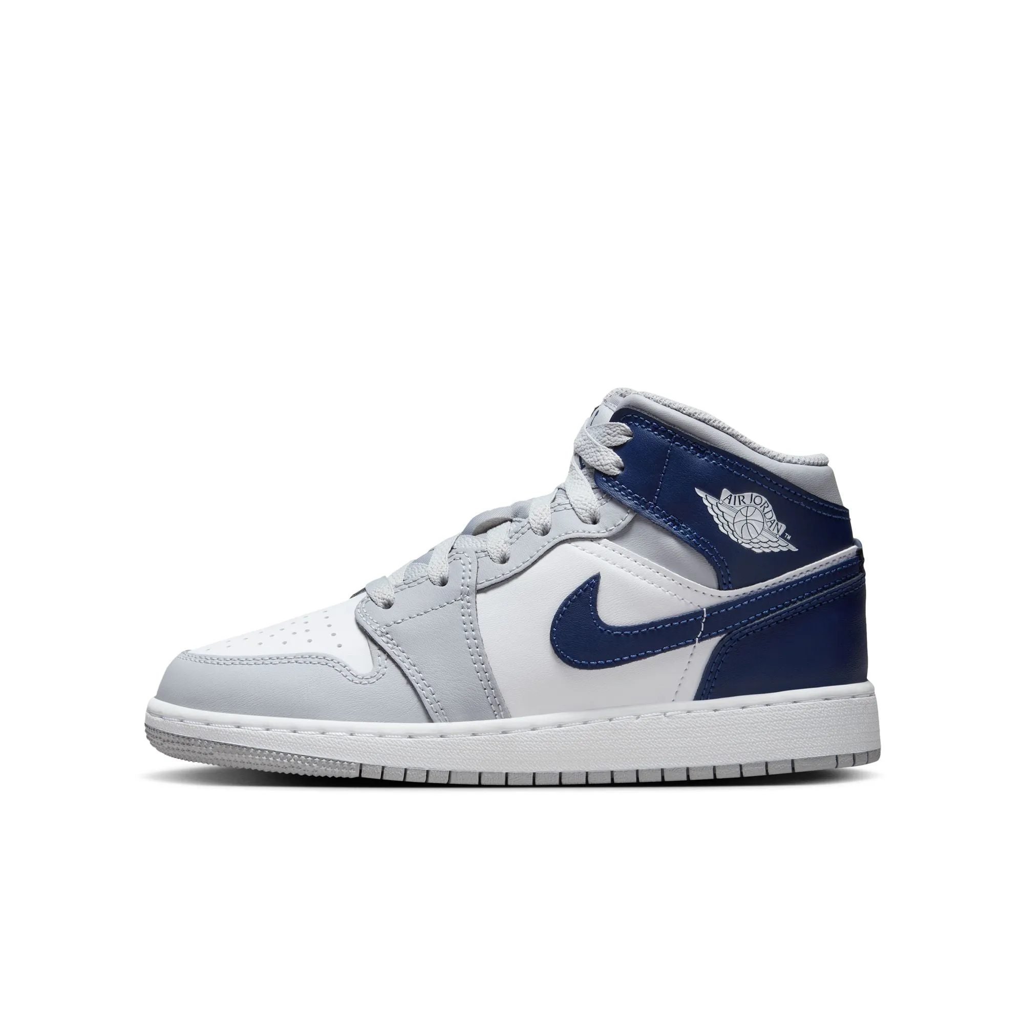 Air Jordan 1 Mid GS (White/Midnight Navy/Wolf Grey)