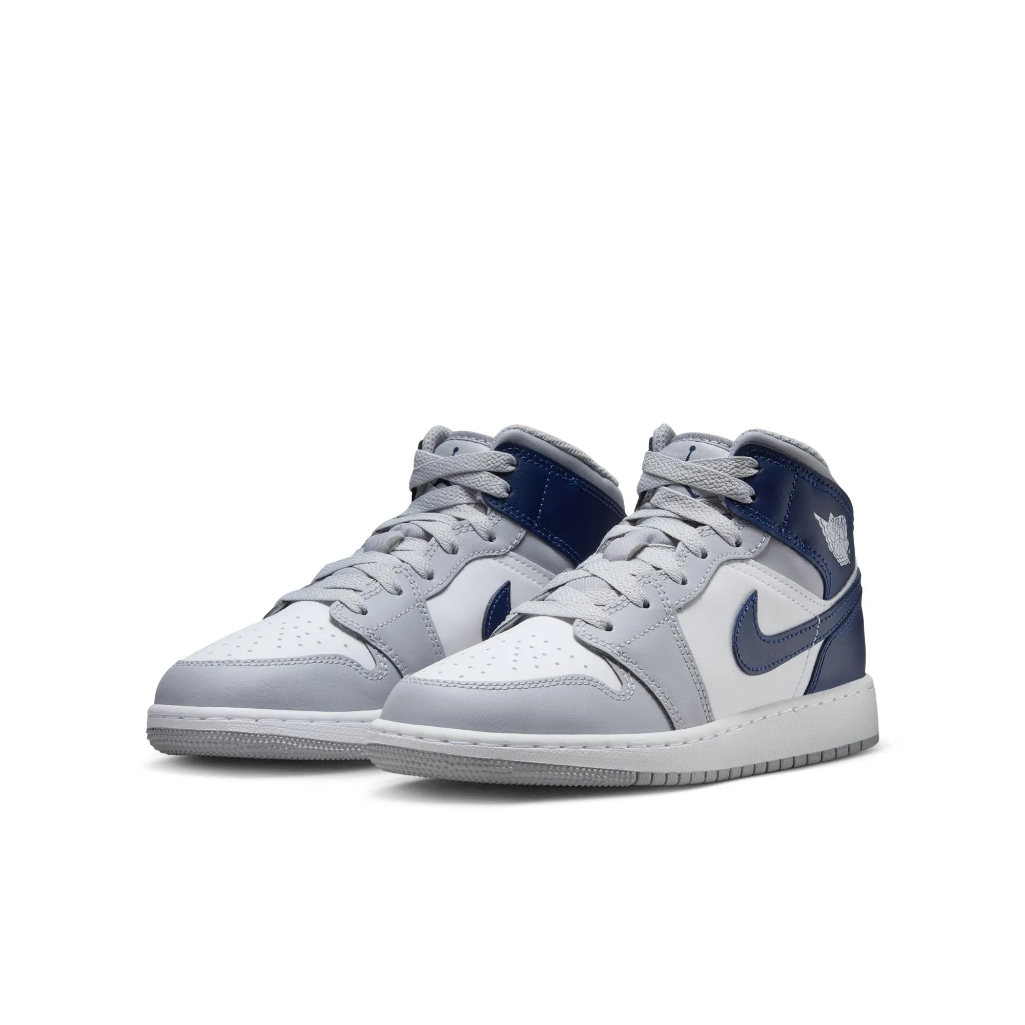 Air Jordan 1 Mid GS (White/Midnight Navy/Wolf Grey)