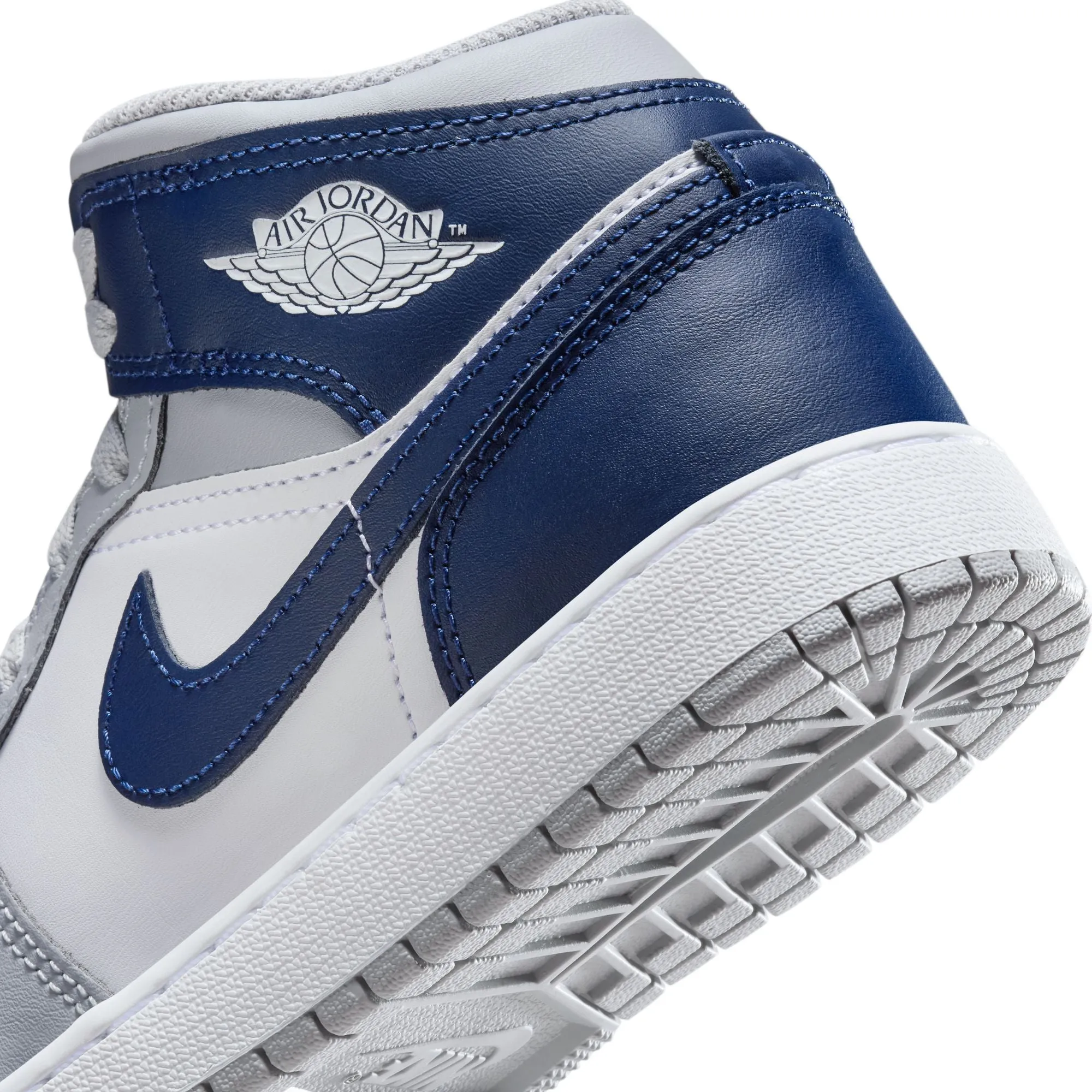 Air Jordan 1 Mid GS (White/Midnight Navy/Wolf Grey)