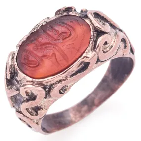 Antique Arabic 8K Yellow Gold Carnelian Intaglio Band Ring Size 7.25