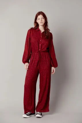 AVA - Rayon Jumpsuit Wine Red