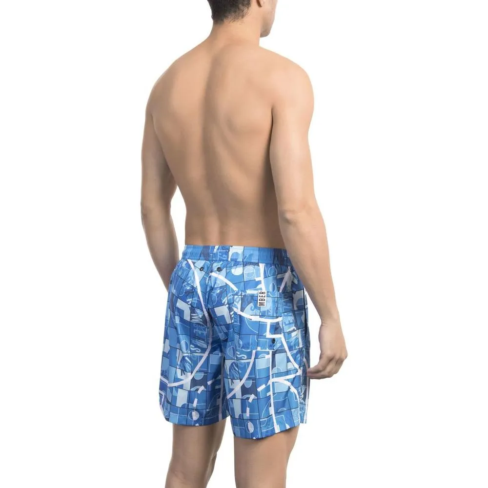 Bikkembergs Light Blue Polyester Men Swim Short