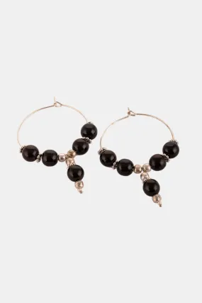 Black Onyx ghungroo Hoop Earrings