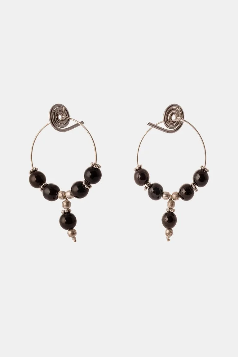 Black Onyx ghungroo Hoop Earrings