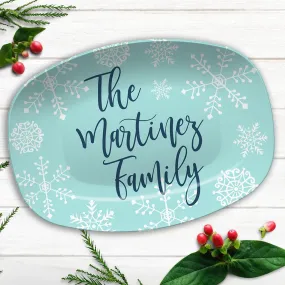 Blue Winter Snowflake Personalized Platter