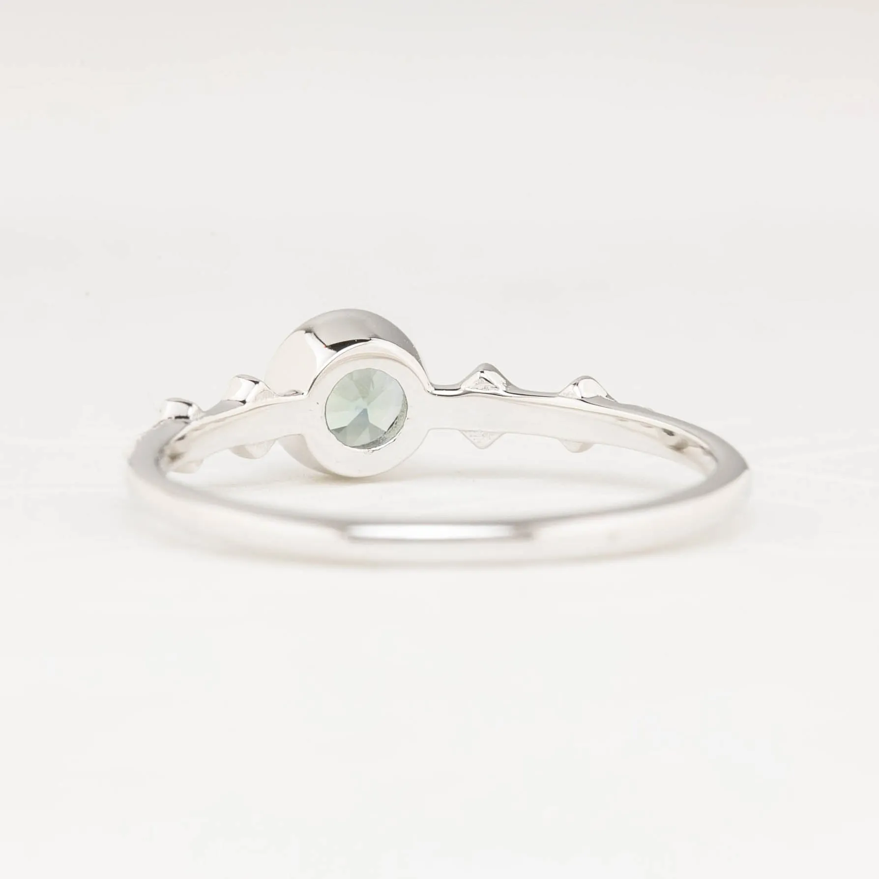 Celeste Ring 4.75mm 0.50ct Green Queensland Sapphire Ring, 14k White Gold