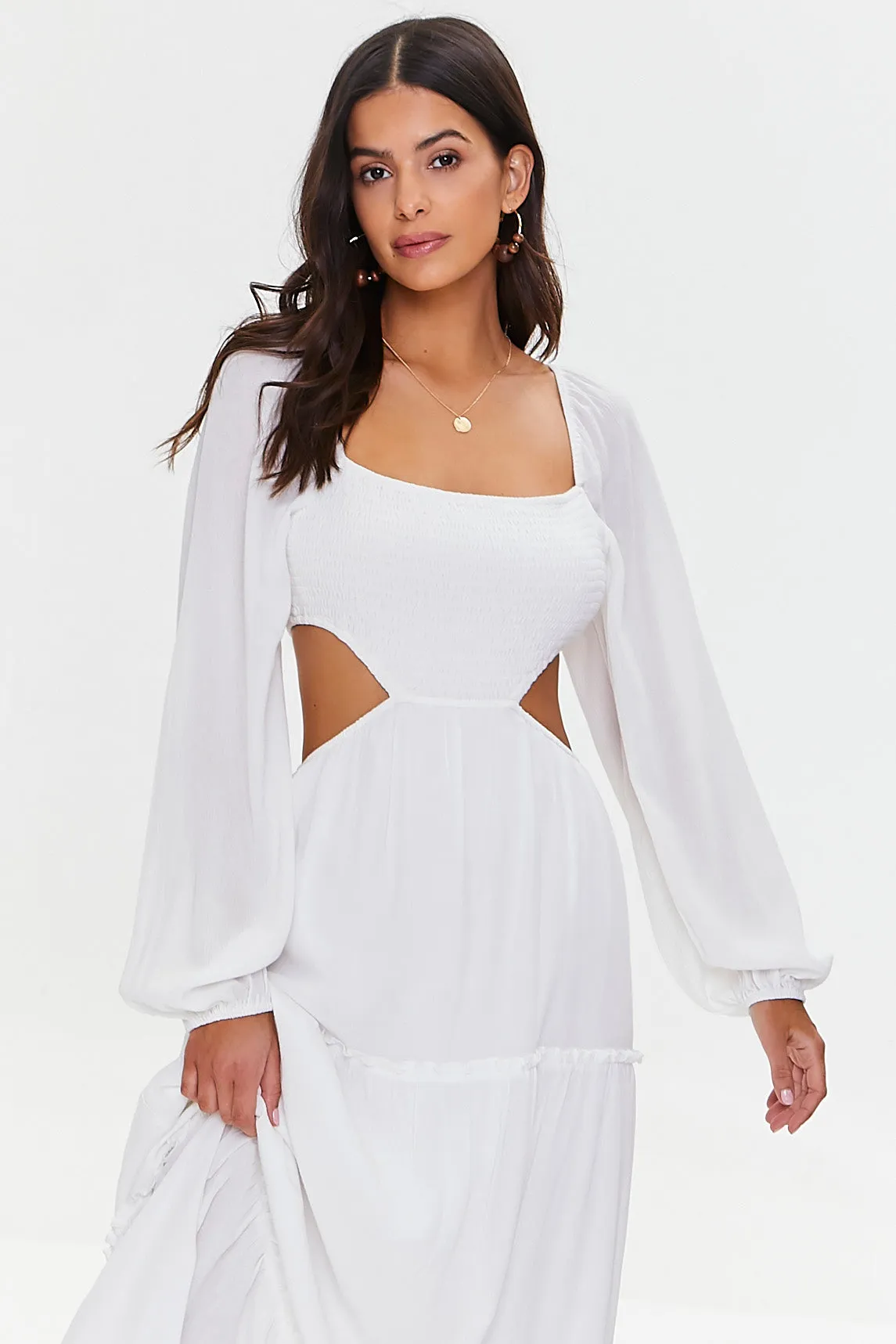 Cutout Maxi Peasant Dress