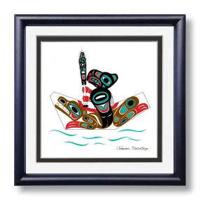 Eagle & Bear Canoe - Hand Signed Giclée - Framed Art Print