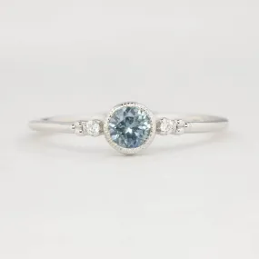 Estel Ring - 4.3mm 0.4ct Light Blue Montana Sapphire, 14k White Gold