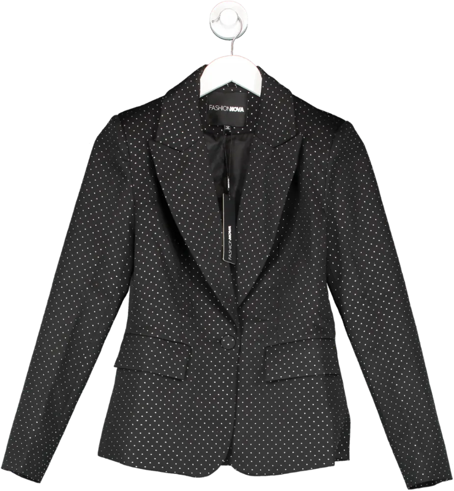 Fashion Nova Black Connect The Dots Blazer UK XS