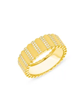 Fluted Diamond Ring 14K