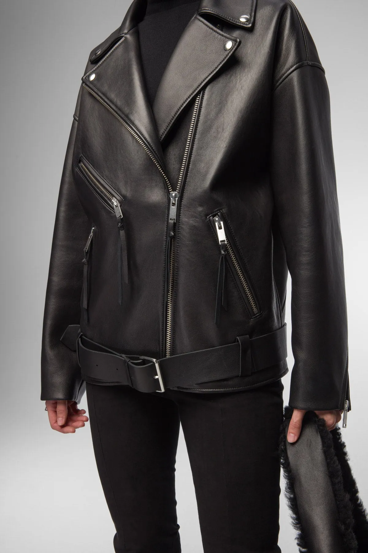 Gisele - Black Leather Jacket