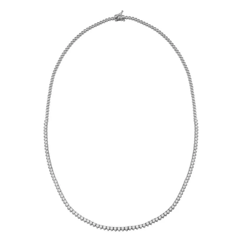 Halfway 3 Prong Diamond Tennis Necklace