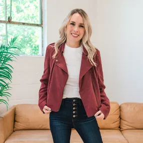 Haylie Burgundy Moto Jacket FINAL SALE