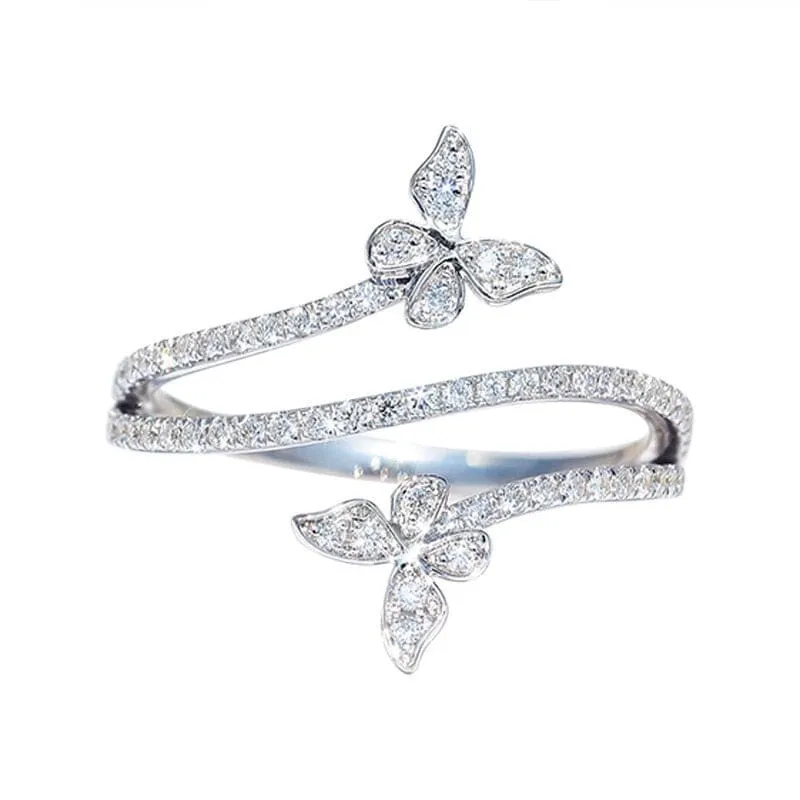 Intertwined Butterfly Diamond Ring