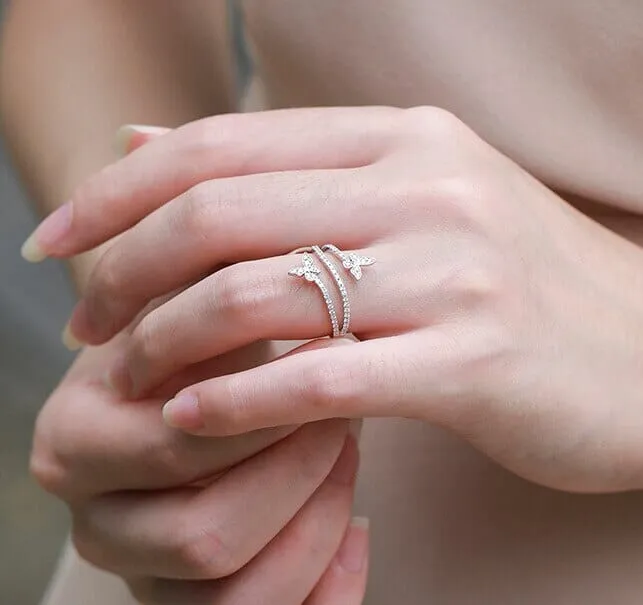 Intertwined Butterfly Diamond Ring