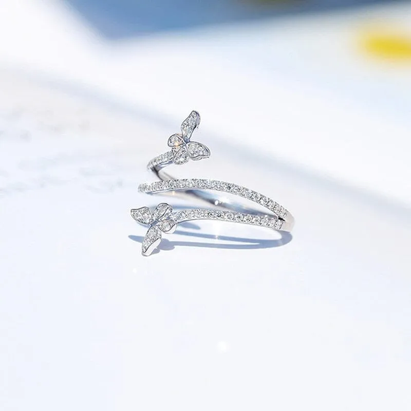 Intertwined Butterfly Diamond Ring