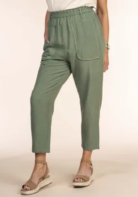 Linen Carrot Pant - Green