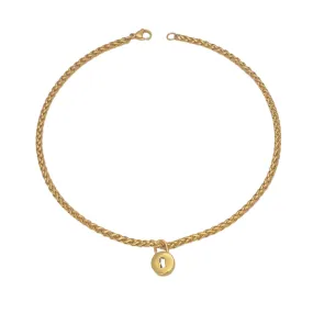 Lock Wheat Chain Necklace Gold