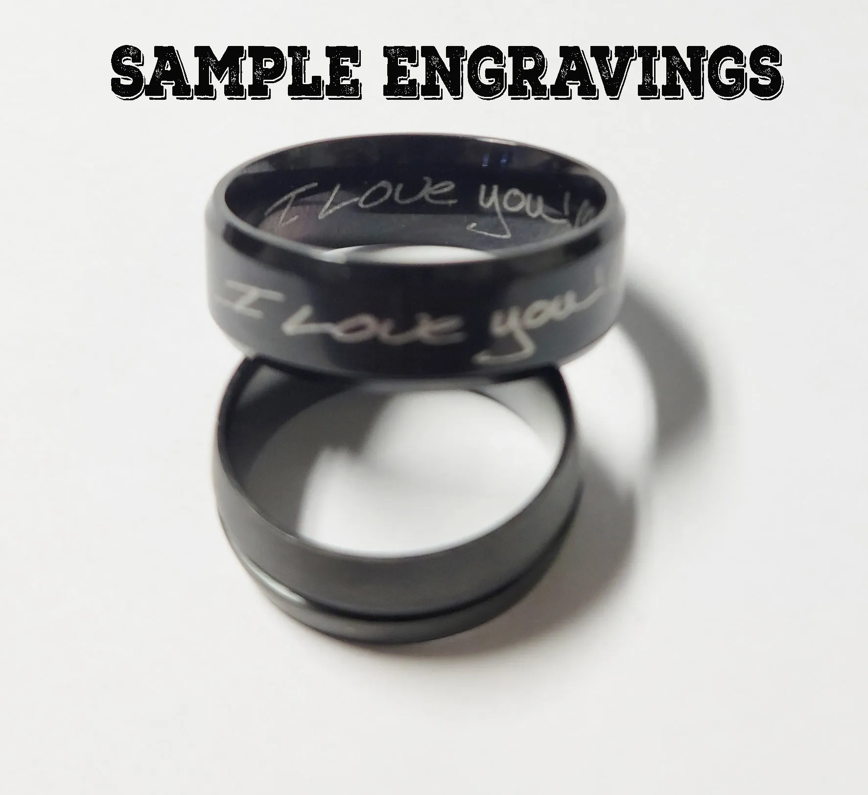 Men's Engraved Red and Black Carbon Fiber Wedding Ring - Guy's Personalized Wedding Ring