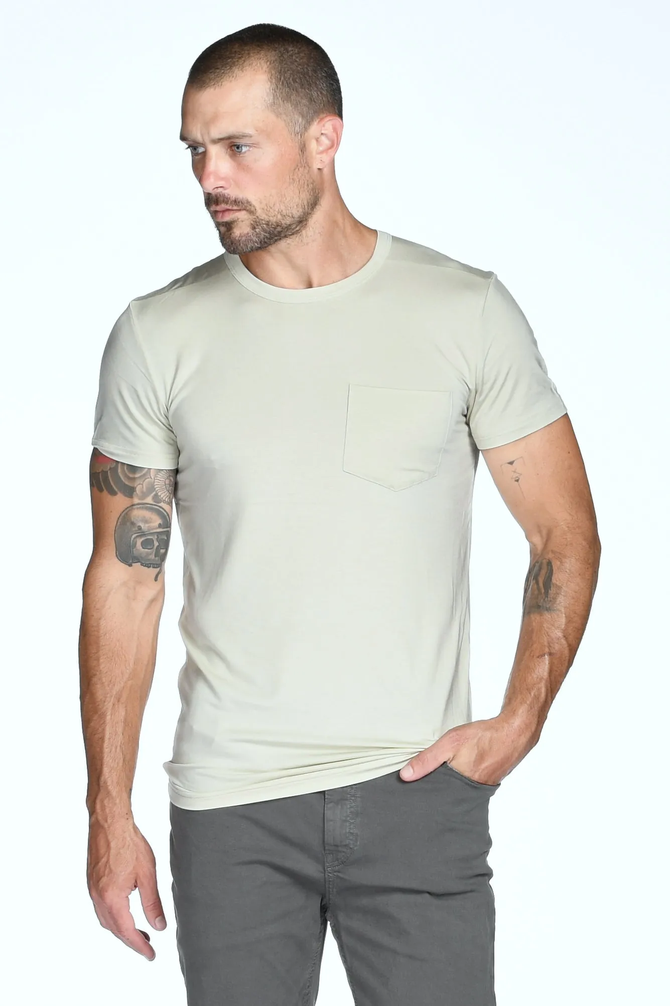 Men's Madison Modal V-Pocket Crew with Shoulder Seam