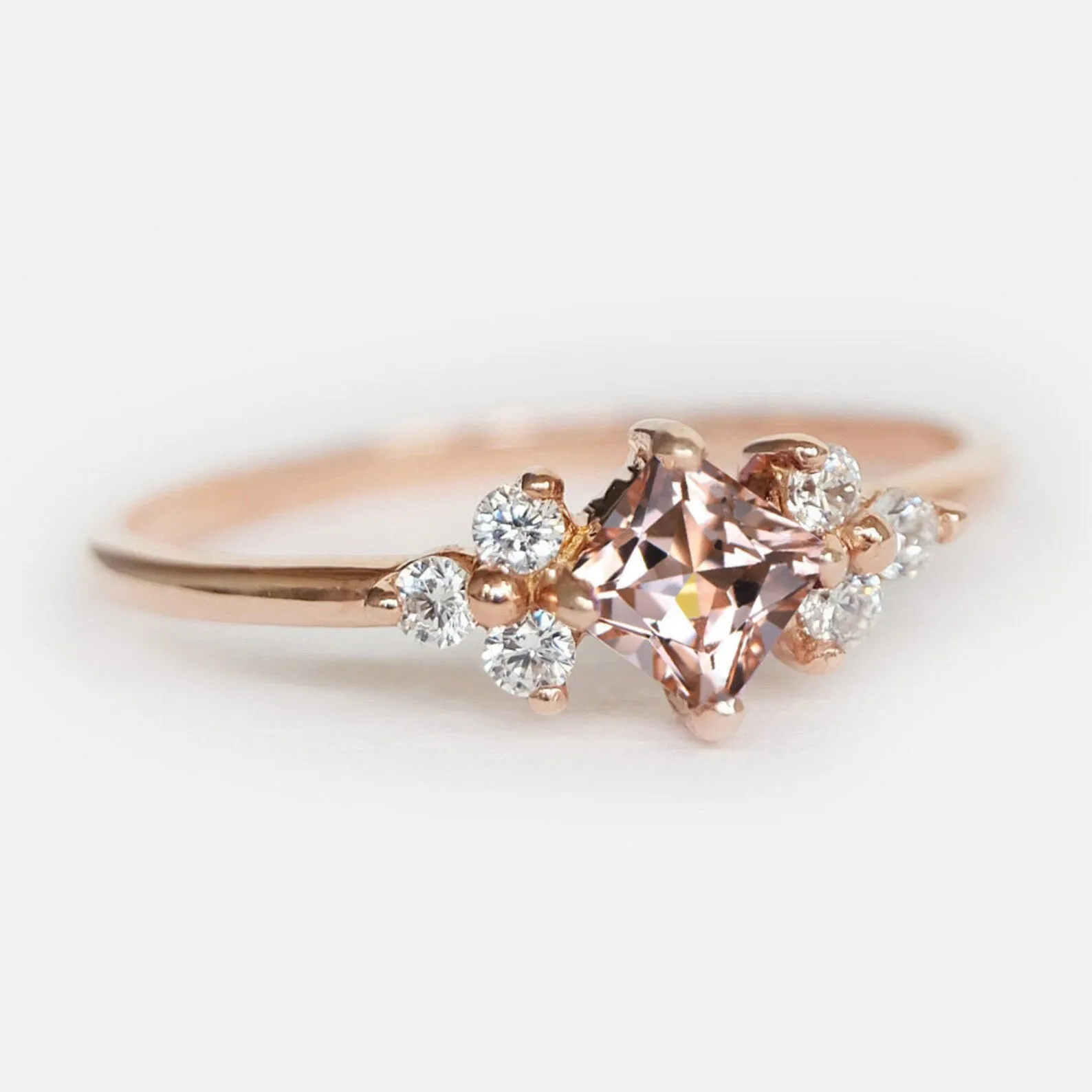 Morganite Diamond Cluster Ring Hera