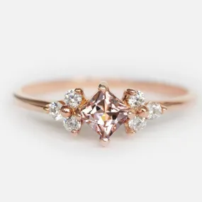 Morganite Diamond Cluster Ring Hera