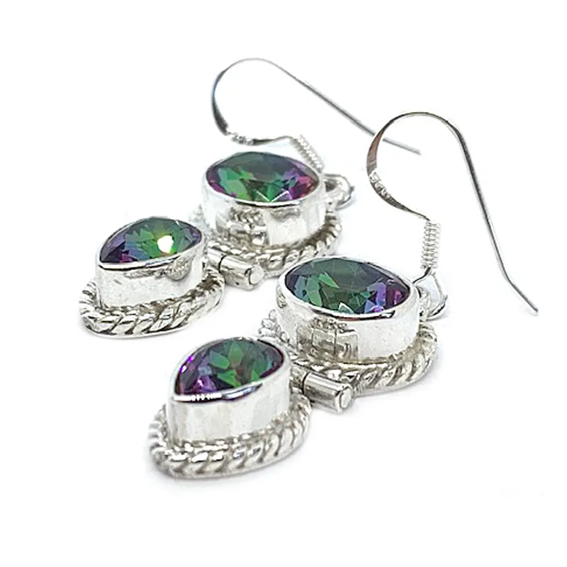 Mystic Topaz Double Drop Earrings