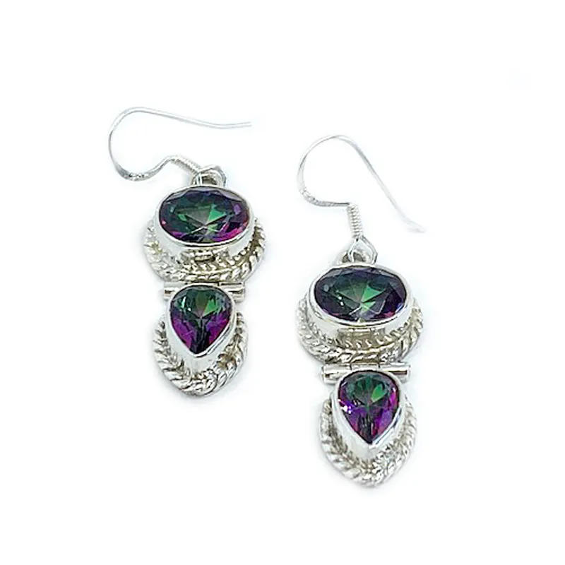 Mystic Topaz Double Drop Earrings