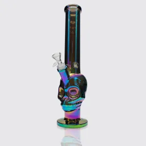 Neander-Skull Mirror Glass Bong - Rainbow