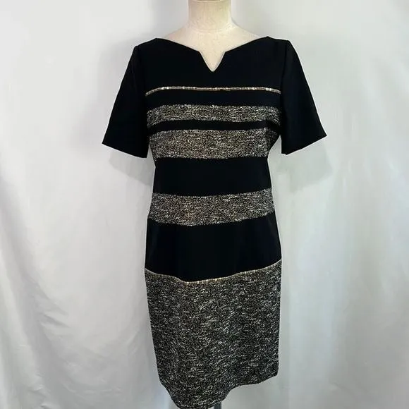 NWT AxaraGold Tweed/Gold Beads Black Dress