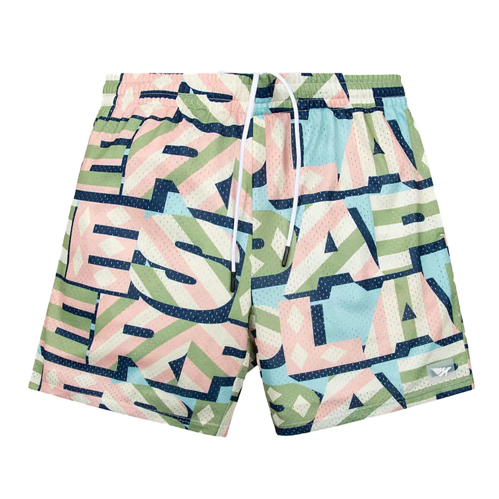 Paper Planes Diamond and Stripes Mesh Shorts