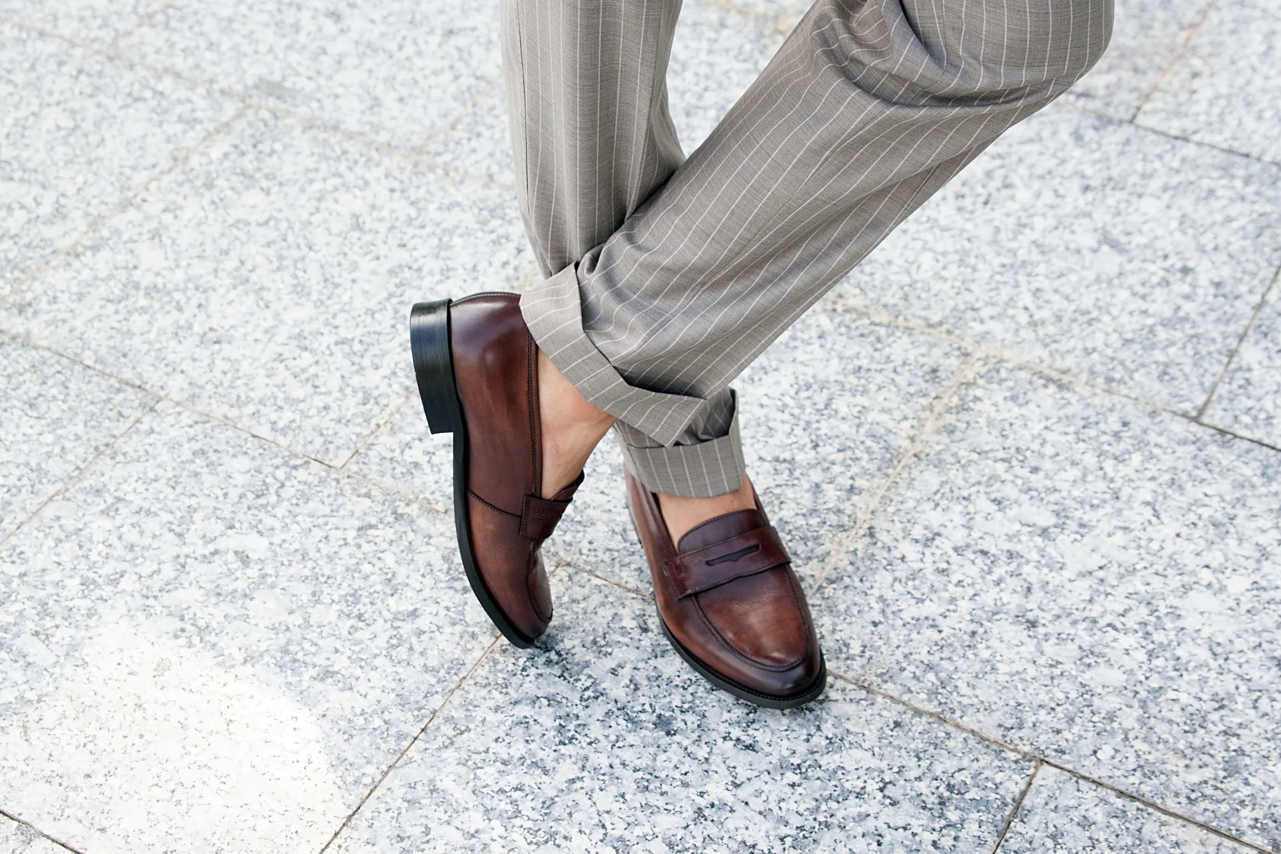 Penny Loafer - Dark Brown (Hand Painted Patina)