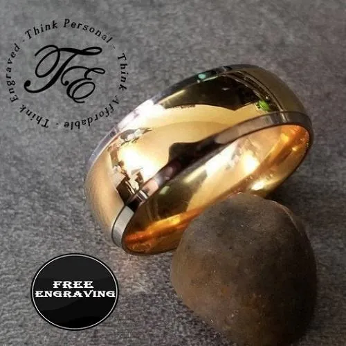 Personalized Men's Titanium Promise Ring - Beveled 14k Gold Over Titanium