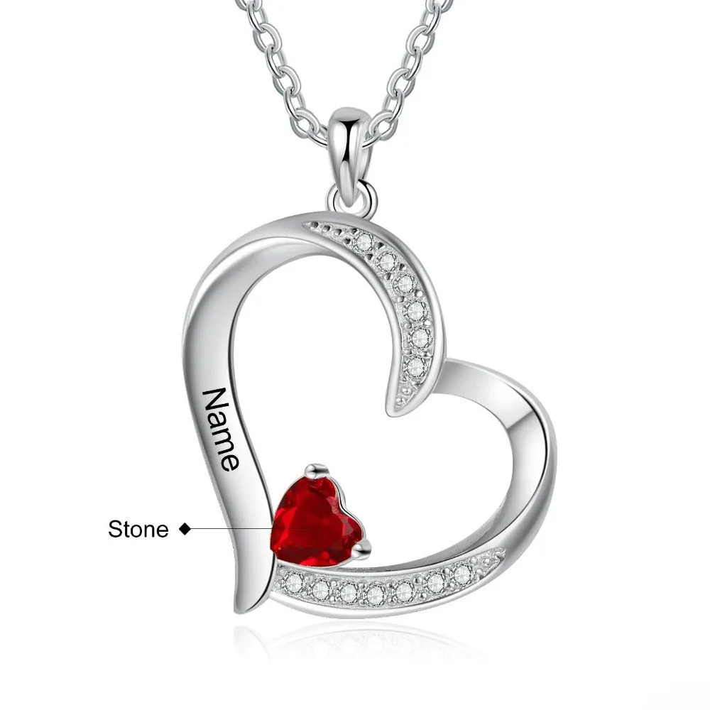 Personalized Name Engraved Heart-Shaped Pendant