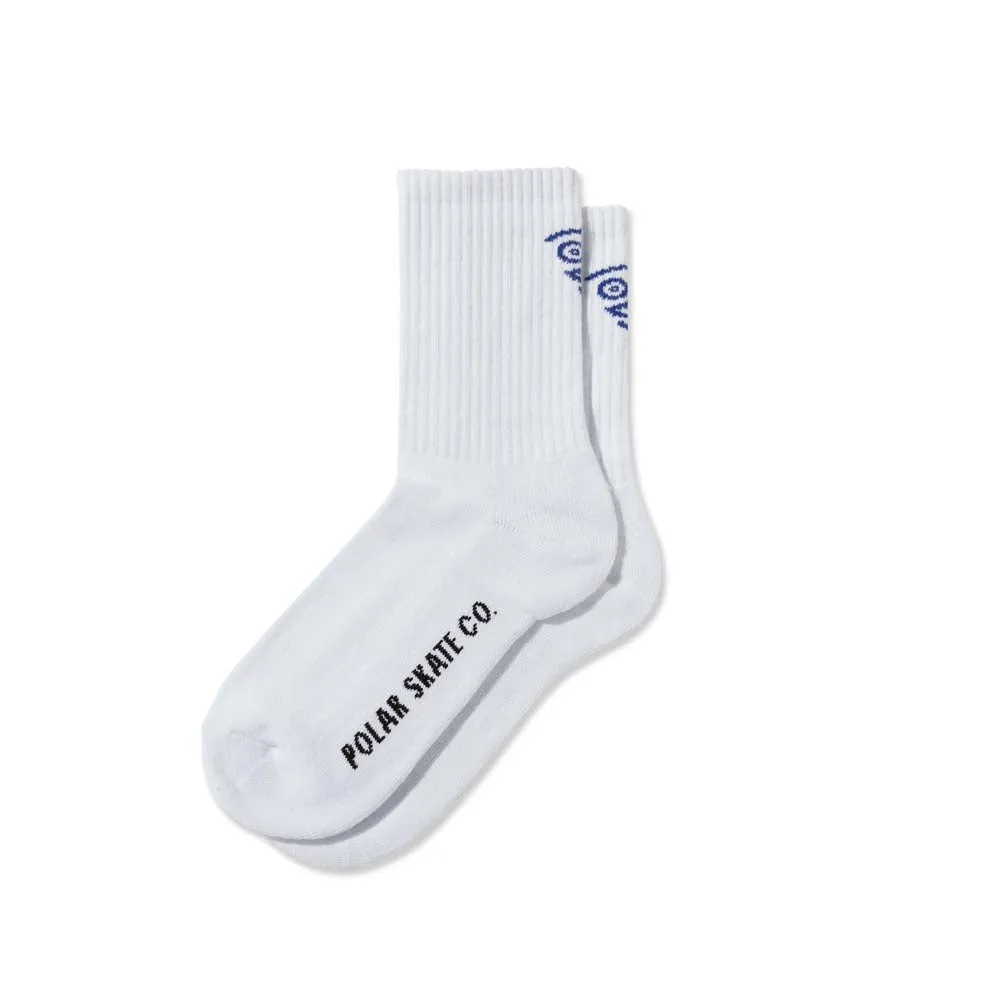 Polar Skate Co. Polar Face Socks (White) (Size 7-9)