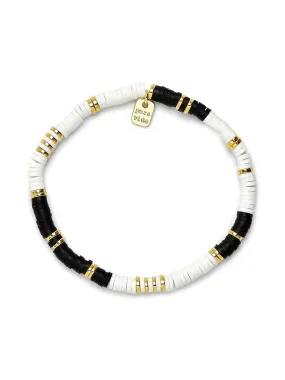 PURA VIDA B&W VINYL DISC STRETCH BRACELET