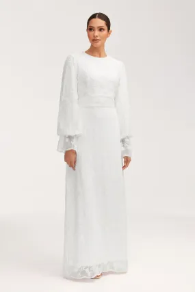 Romaissa White Lace Maxi Dress