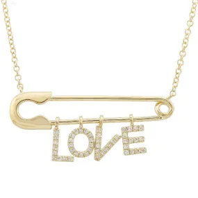 Safety pin Diamond Love Necklace