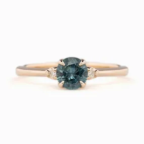 Sofia Ring 0.66ct Teal blue Montana Sapphire, 14K Rose Gold