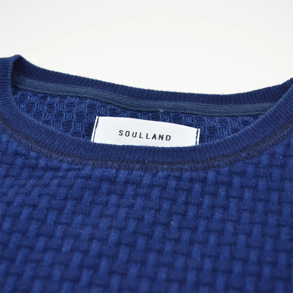 Soulland - Warners Sweater in 3D Effect Braided Fabric - Raw Indigo